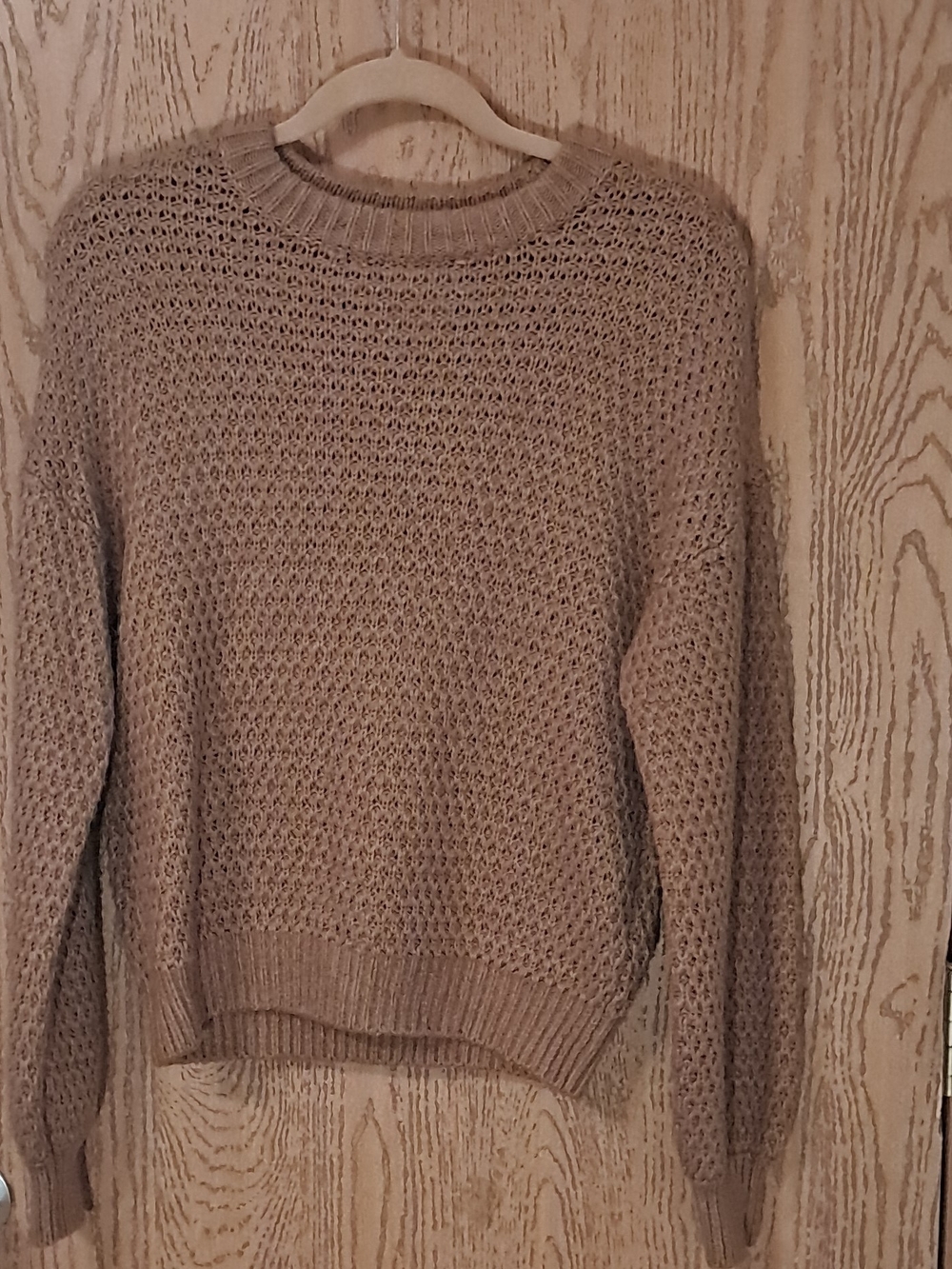 Abercrombie & Fitch Taupe Open-Knit Crewneck Sweater